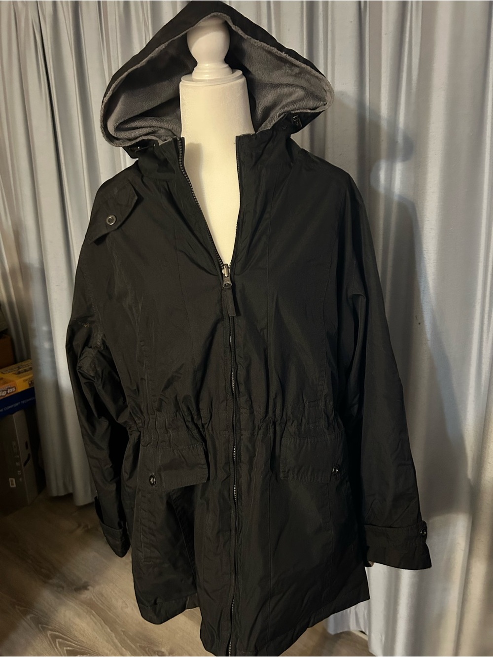Women's Black Hooded Anorak Jacket